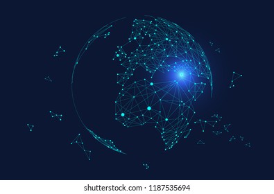 Point Line Composed World Maprepresenting Globalglobal Stock Vector ...