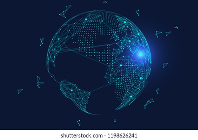 point and line composed world map,representing the global,Global network connection,international meaning.	
