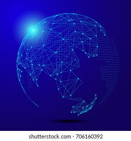 point and line composed world map,representing the global,Global network connection,international meaning.