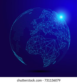 point and line composed world map,representing the global,Global network connection,international meaning.	

