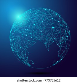 mapa mundial compuesto por puntos y líneas, representando la conexión global, red global, significado internacional.	