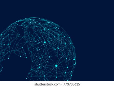 point and line composed world map,representing the global,Global network connection,international meaning.	