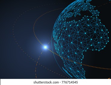 Point And Line Composed World Map,representing The Global,Global Network Connection,international Meaning.	Big Data