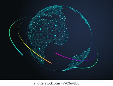 point and line composed world map,representing the global,Global network connection,international meaning.	
