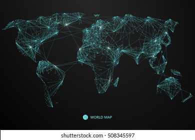 Point, line composition of the world map, the implication of network connection.