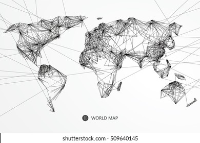 Point, line composition of the world map, the implication of network connection.