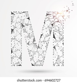 Conexión de puntos y líneas que consiste en letras inglesas, diseño de fuentes.