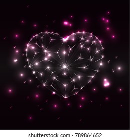 Point, Line connection from the heart contour, vector illustration.