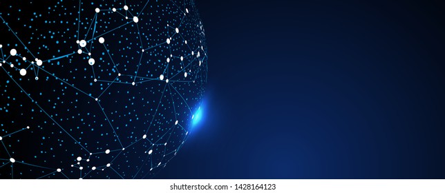 Point and line connection network concept, big data and artificial intelligence concept