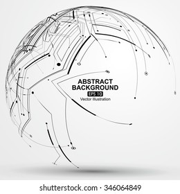 Point and line constructed the sphere wireframe, technological sense abstract illustration.