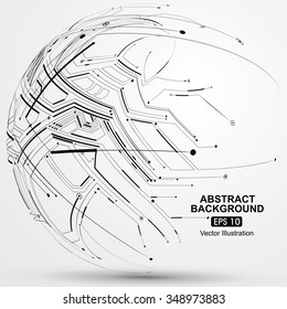 Point and line constructed the sphere wireframe, technological sense abstract illustration.