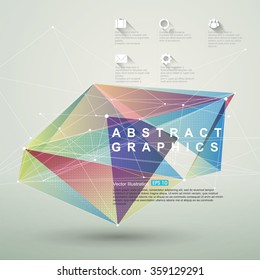 Point, line, surface composition of abstract graphics, infographics,Vector illustration.