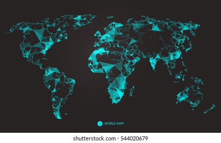 Point, line, surface composition of the world map, the implication of network connection.