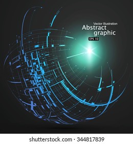 Point, line, surface formed wireframe sphere, science and technology abstract illustration.
