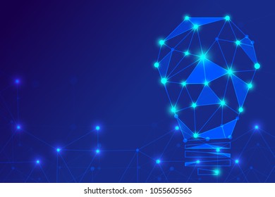Point, line, surface link composition light bulb, network technology innovation, brainstorming concept vector diagram.