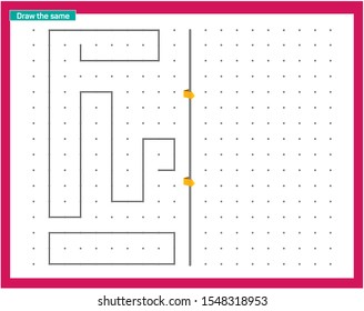 Point and line work. Educational children game, printable worksheet for children. Tracing lines and shapes. Educational game for kids. Combine the points in the figures. vector