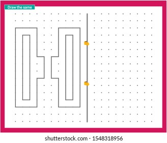 Point and line work. Educational children game, printable worksheet for children. Tracing lines and shapes. Educational game for kids. Combine the points in the figures. vector