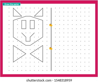Point and line work. Educational children game, printable worksheet for children. Tracing lines and shapes. Educational game for kids. Combine the points in the figures. vector