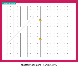 Point and line work. Educational children game, printable worksheet for children. Tracing lines and shapes. Educational game for kids. Combine the points in the figures. vector