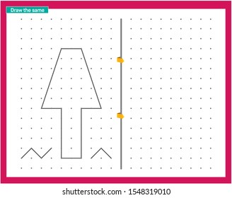 Point and line work. Educational children game, printable worksheet for children. Tracing lines and shapes. Educational game for kids. Combine the points in the figures. vector