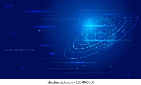 Point lines, Numbers, and a dynamic technology abstract vector background constructed by technological earth