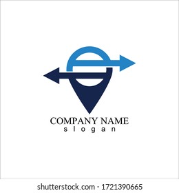 point location with arrow icon illustration design logo and symbol vector template
