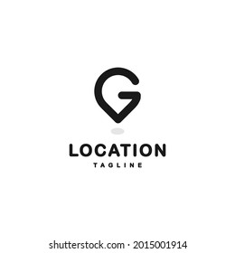 Point, location, gps with letter g logo design template vector illustration