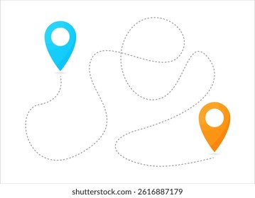 Point location icon painted by pen from A to B