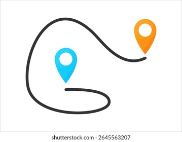 Icono de ubicación de punto pintado por pluma de A a B
