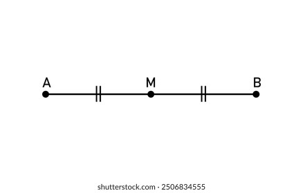 El punto M es el punto medio del segmento AB en matemáticas.