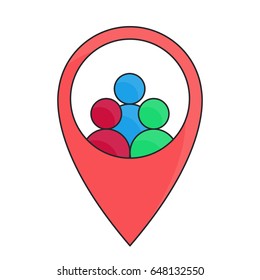 Point map, business resource, line art