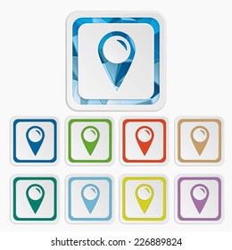 Point mark icons. Navigation symbols. Set colorful buttons. Vector illustration. It can be used for the web sites and mobiles.