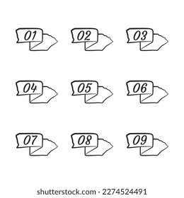 juego de números de puntos, estilo dibujado a mano, papel roto