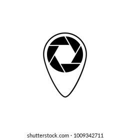 point on the map with focus icon. Elements of camera icon for concept and web apps. Illustration  icon for website design and development, app development. Premium icon on white background