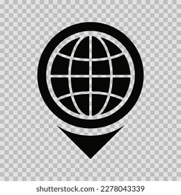 Punkt auf der Karte, Silhouettensymbol, Vektorschnitt-Glyphe, Punkt auf dem Kartenzeichen auf transparentem Hintergrund.