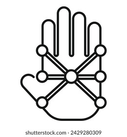 Point palm scanning icon outline vector. Voice verification. Access data id