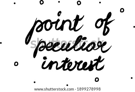 Point of peculiar interest phrase handwritten. Lettering calligraphy text. Isolated word black modern