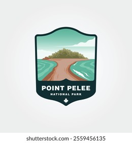 point pelee national park vintage logo vector illustration design, ocean bay vector view design