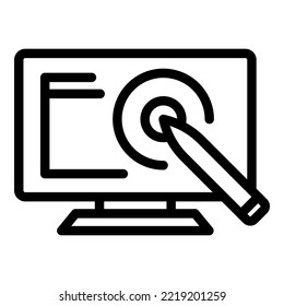 Point pen digital icon outline vector. Design tablet. Draw stylus