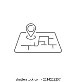 Point Pin Address Icon, Road Map Pointer, Geo Location, Gps Navigation, Route Street, Destination Marker, Thin Line Symbol On White Background - Editable Stroke Vector Eps10.