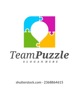 Plantilla vectorial de diseño del logotipo del rompecabezas del punto, etiqueta vectorial del rompecabezas, ilustración, icono creativo, concepto de diseño