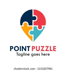 Ilustración de logotipo de rompecabezas de puntos