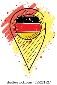 Point representing Germany in the middle of colors