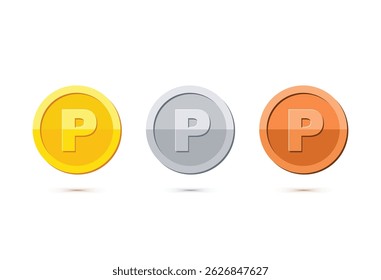 Vector de icono de moneda de recompensa de punto. Programas de lealtad, App o juegos. Ideal para su uso en diseño de interfaz de usuario, aplicaciones móviles, sistemas de puntos y funciones de gamificación. Estilo de Vector limpio y moderno con efecto 3D.