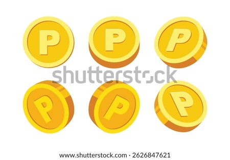 Point Reward Coin Icon Vector. Loyalty programs, apps, or games. Ideal for use in UI design, mobile applications, point systems, and gamification features. Clean, modern vector style with 3D effect.