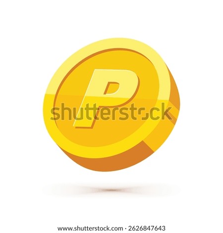 Point Reward Coin Icon Vector. Loyalty programs, apps, or games. Ideal for use in UI design, mobile applications, point systems, and gamification features. Clean, modern vector style with 3D effect.