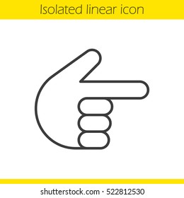 Point right hand gesture linear icon. Thin line illustration. Index finger. Forefinger contour symbol. Vector isolated outline drawing