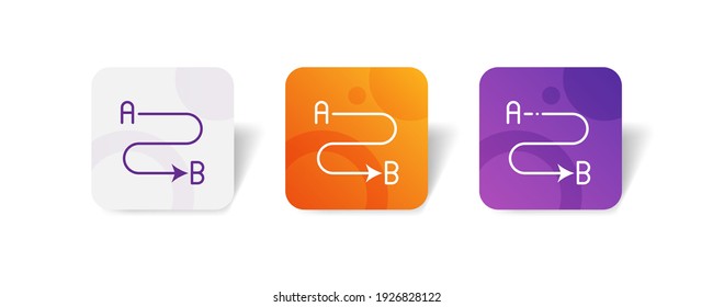 apuntar a la ruta de la ruta de la ruta de la ruta de navegación píxel perfecto conjunto de iconos en línea, sólido, glifo, estilo de gradiente 3d