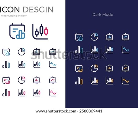 Point Rounding Line Icon Graph Statistics Pie Chart Bar Graph Chart Stock Growth Decrease Analysis Data