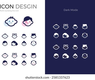 Point rounding line vector illustration icon people child adult mother father grandfather grandmother baby